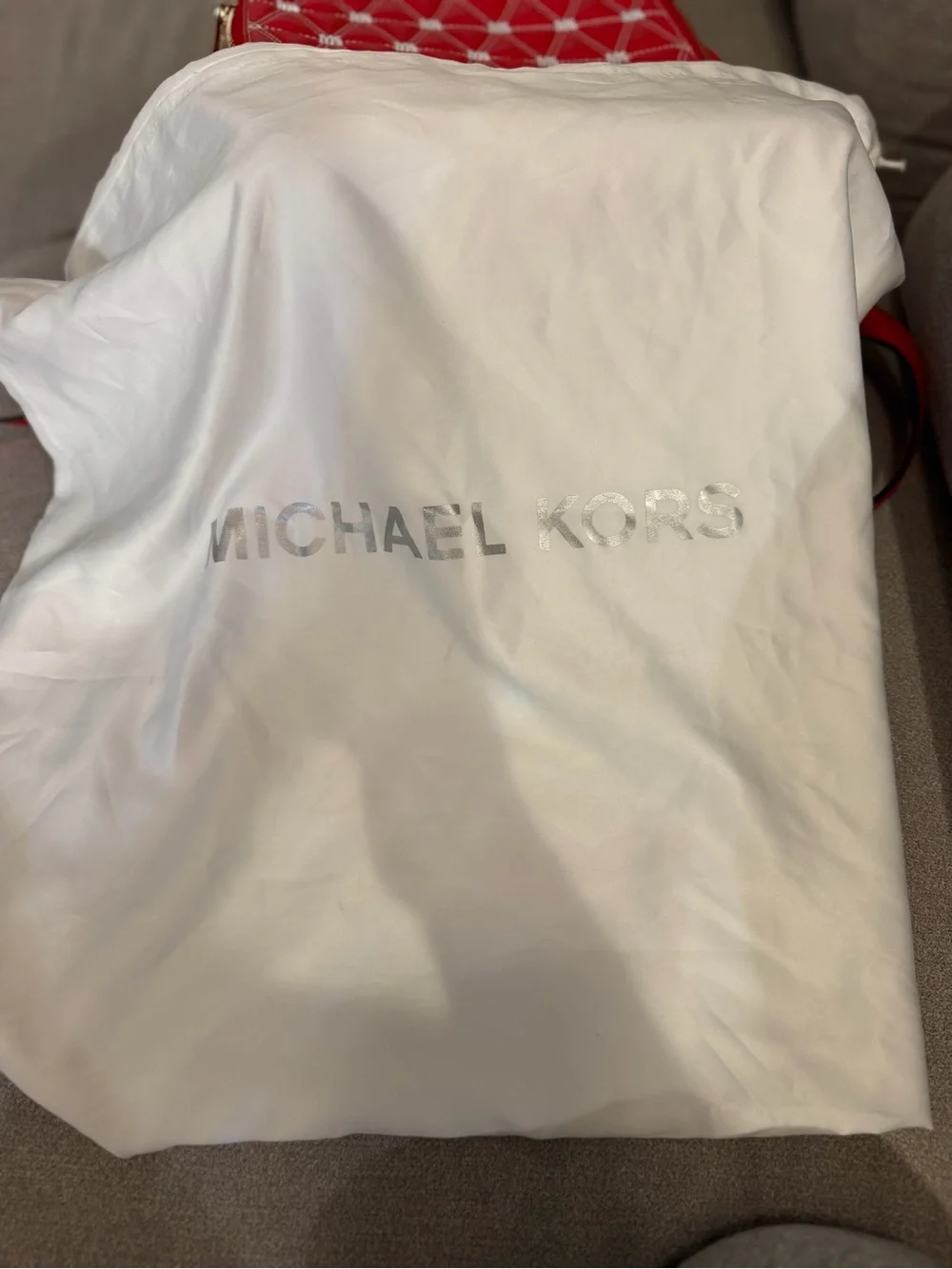 Michael Kors Red Quilted Mini Backpack with MK Emboss